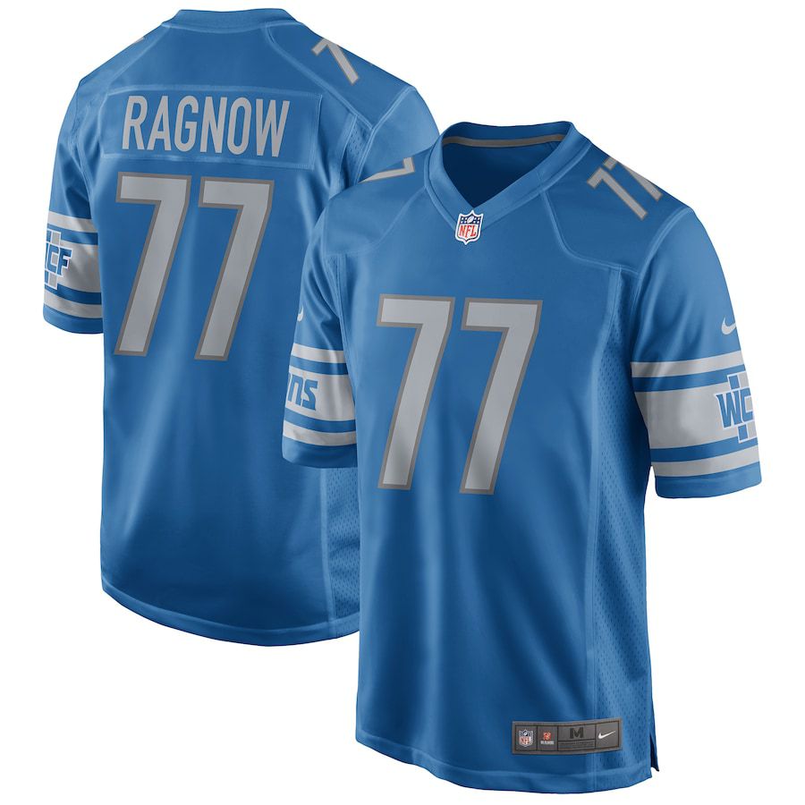 Men Detroit Lions 77 Frank Ragnow Nike Blue Game NFL Jersey